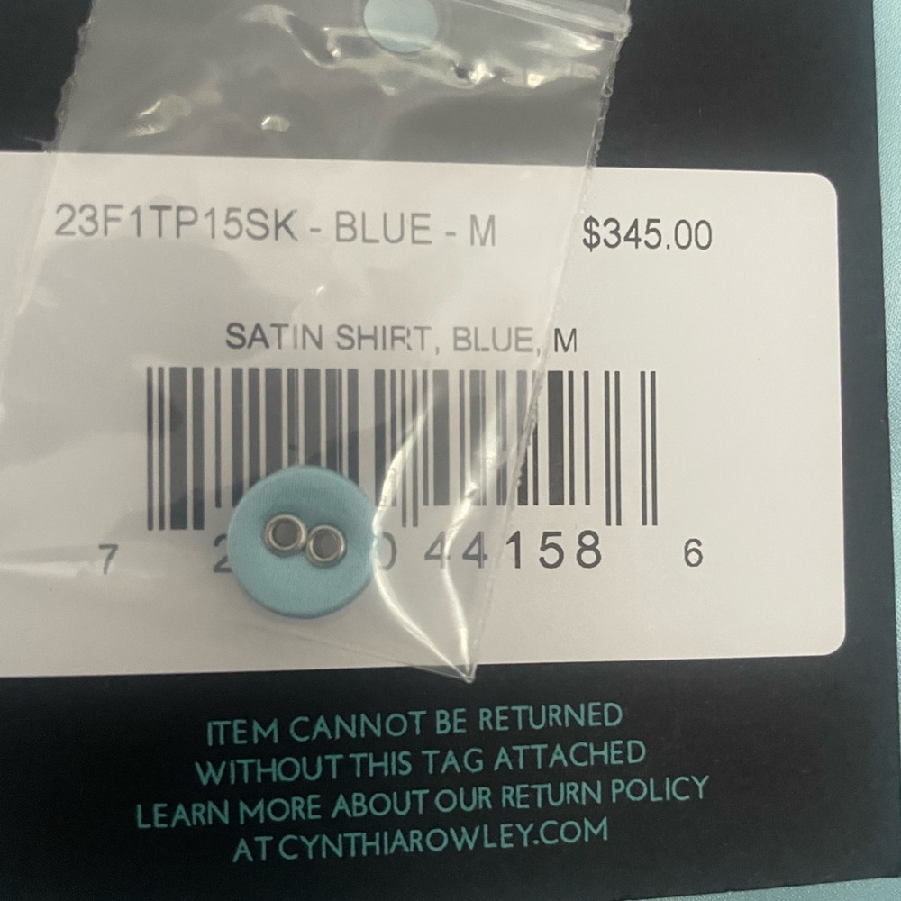 Cynthia Rowley front button satin like, long sleeve blouse. - Picture 2 of 7